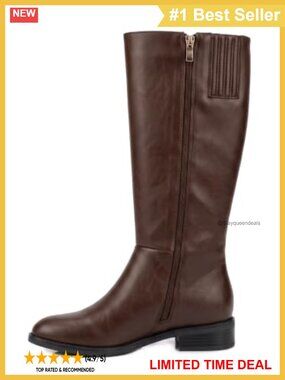 Wide Calf Boots for Women Knee High Faux Leather Low Heel